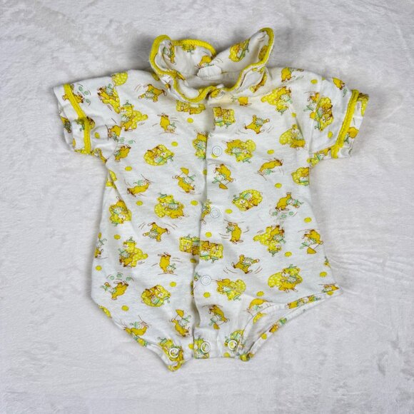 Vintage Carters Infant Baby Yellow Clown One Piece Outfit 0-3 Months - Picture 1 of 7